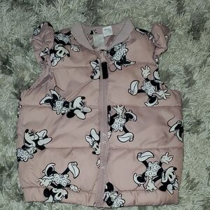 H&M Disney Minnie Mouse Frill Trimmed Puffer Vest Toddler Girl Size 18 Months